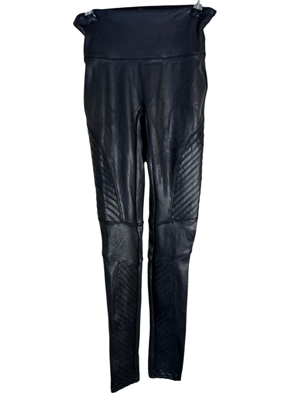 SPANX Faux Leather Moto Leggings Black High Rise XS Sculpting - Picture 3 of 8